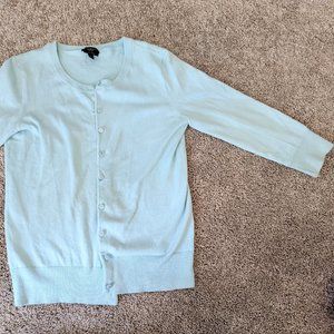 Talbots Petite small mint blue 3/4 sleeve sweater cardigan, good condition